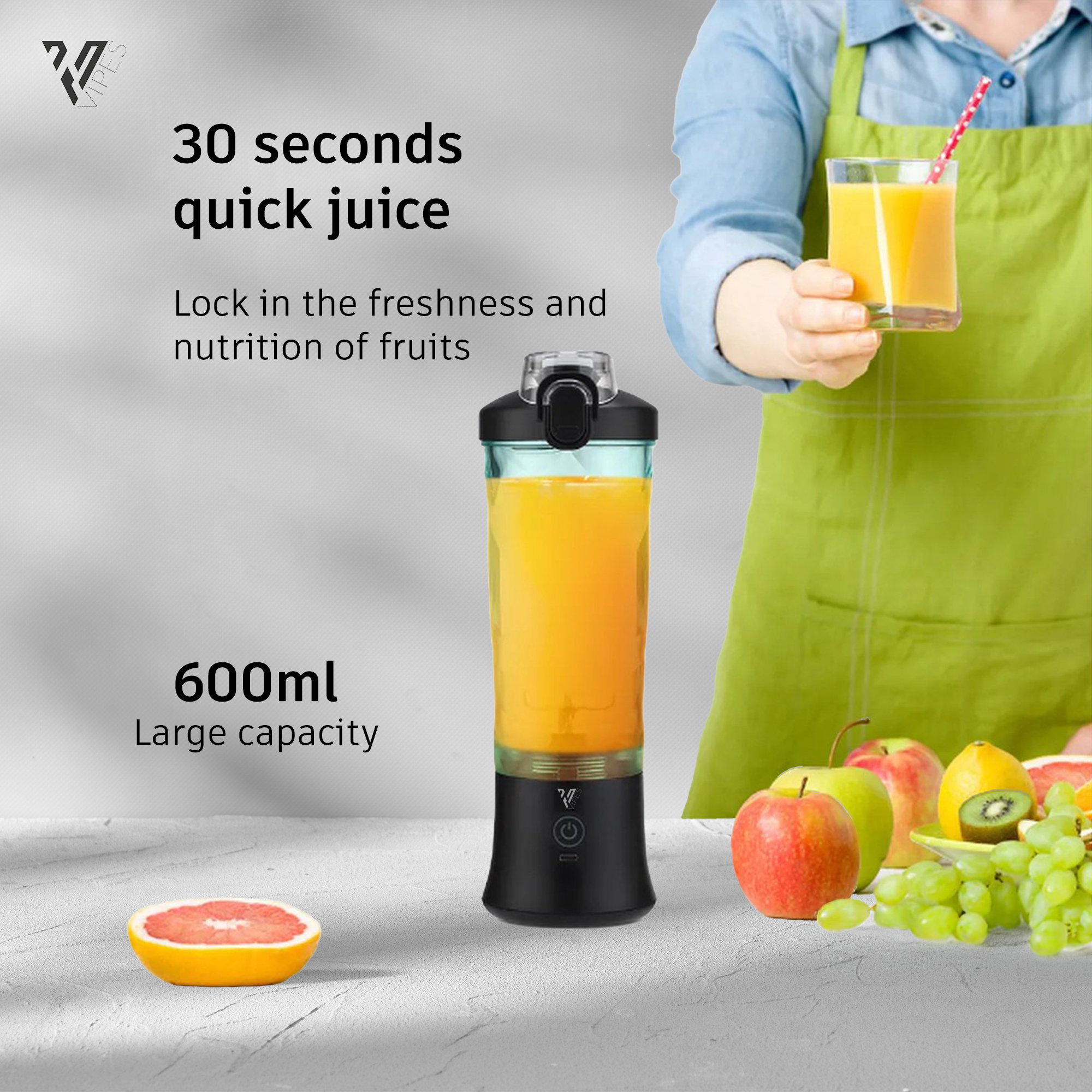 Oplaadbare blender 600ml wit