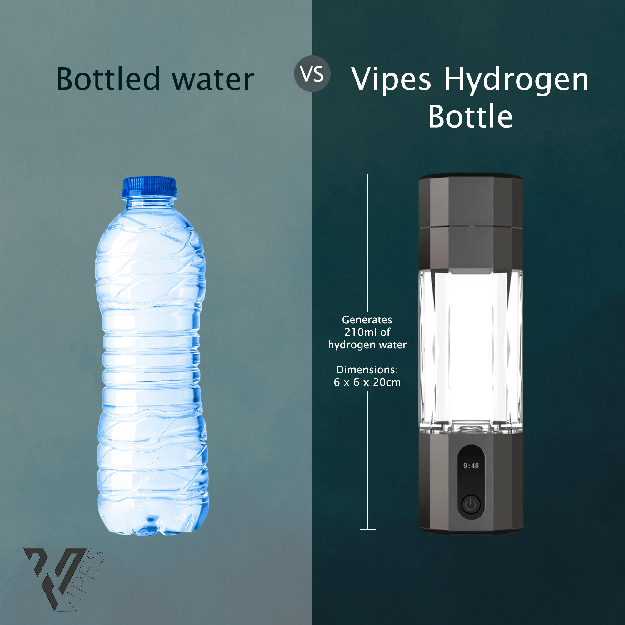 Vipes hydrogen water bottle 210ml black