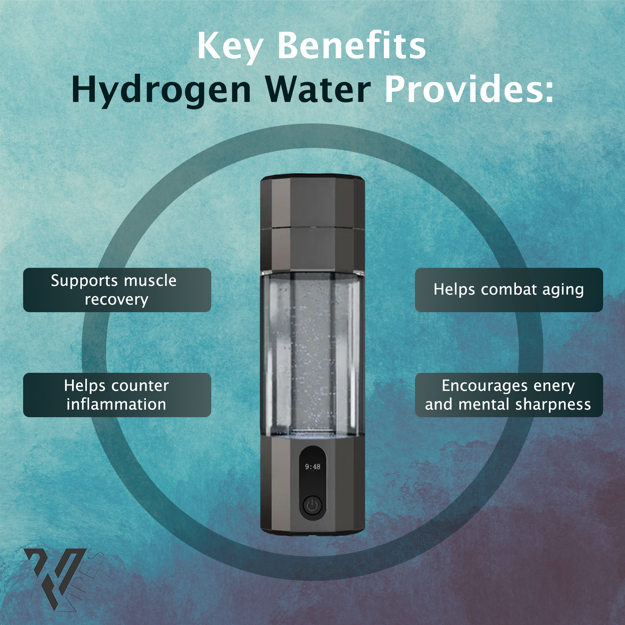 Vipes hydrogen water bottle zwart