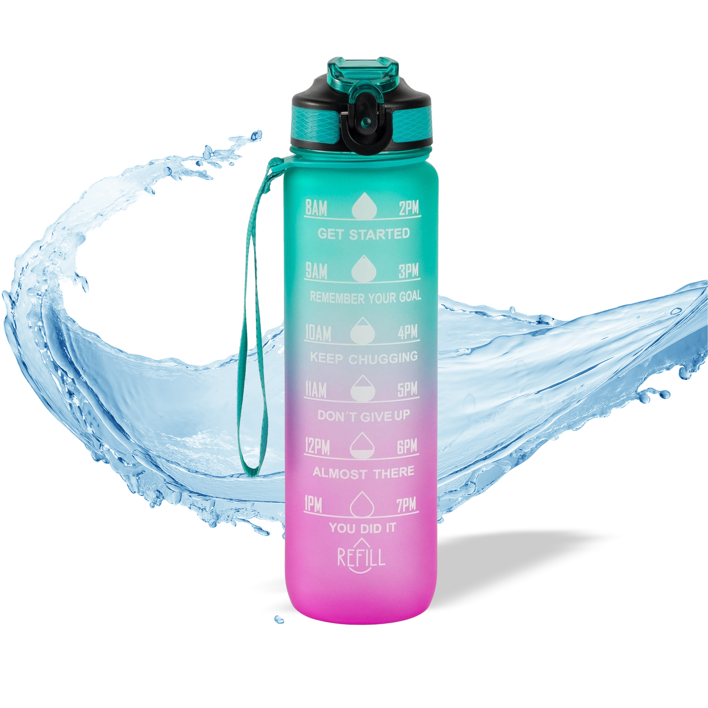 Motivation water bottle blue Pink