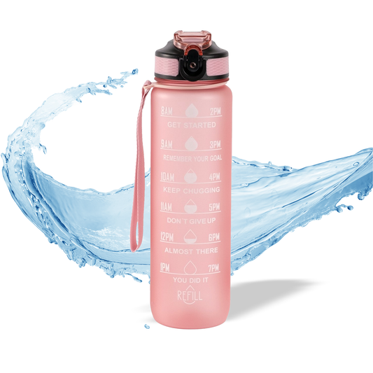 Motivation water bottle light pink