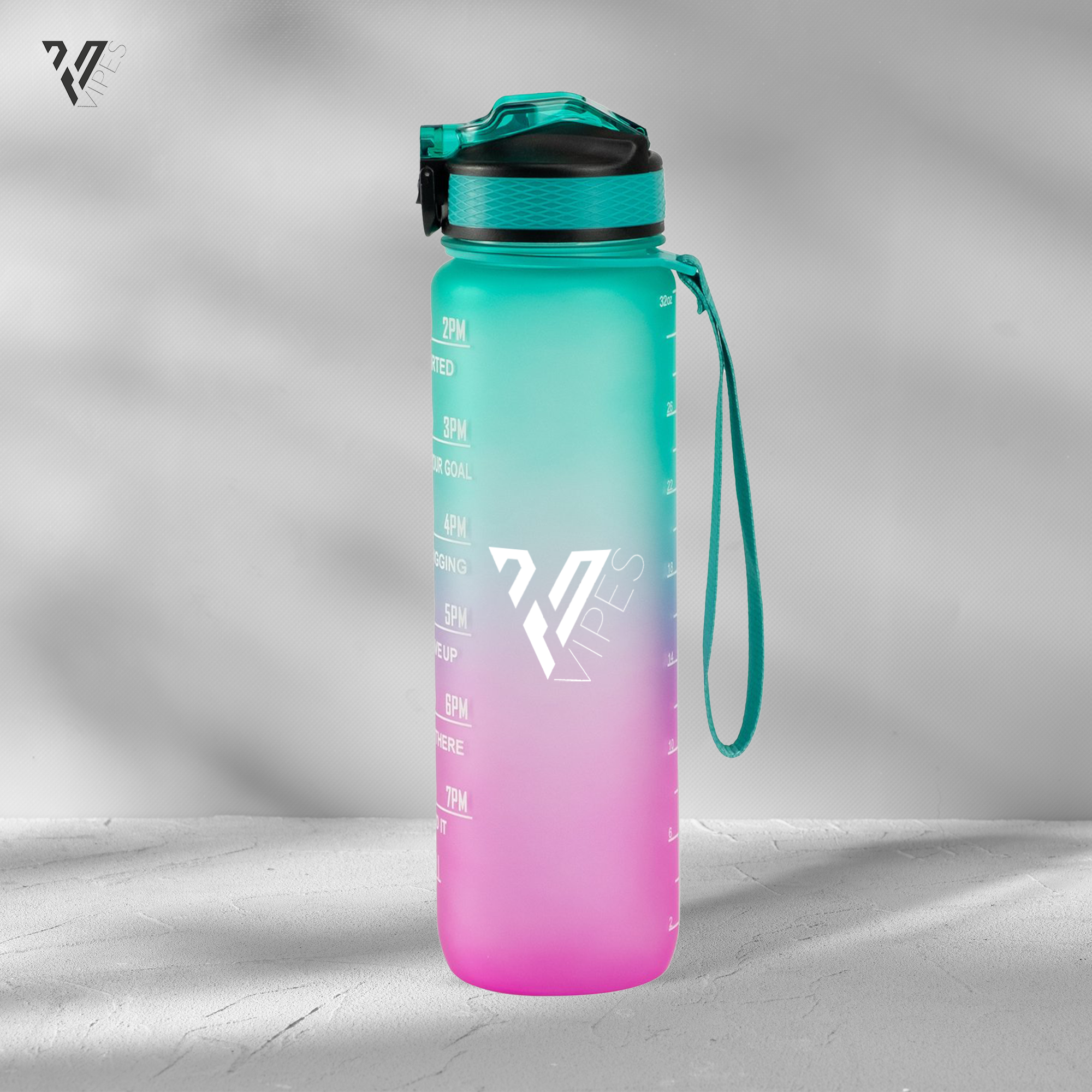 Motivation water bottle green pink