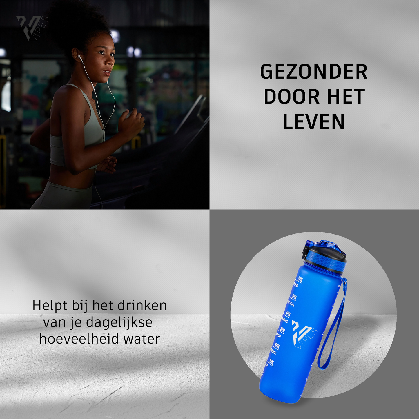 Motivation water bottle blue